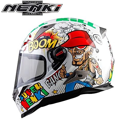 PinkDreamland Motorcycle full face helmet E.C.E certification - Full face motocross helmet Cromwell helmet anti-fog and anti-glare mirror modular flip helmet (M, L, XL, XXL),L