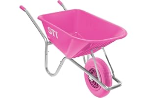 STI Carriola Rosa 110lt portata 180kg Ruota Antiforatura Acciaio e Vasca in Polipropilene alta resistenza giardino cantiere muratura