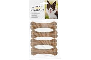 Croci King Bone – Hueso para Perros de Piel de Vaca Natural, 8 cm, 4 Unidades