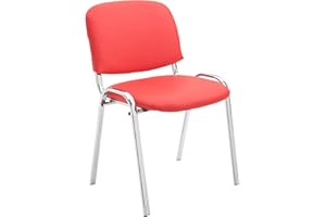 ‎CLP CLP Stapelstuhl Ken I Konferenzstuhl Mit Kunstleder-Bezug I Metall In Chrom-Optik, Farbe:rot