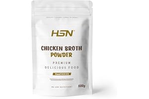HSN Caldo de Pollo Proteico en Polvo | Sabor Umami 500g = 33 Tomas por Envase para tomar directamente o en recetas | Alto en Proteínas con Ingredientes 100% Naturales | No-GMO, Sin Gluten ni Lactosa