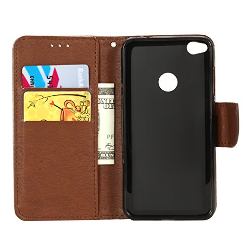 Huawei P8 Lite 2017 Lederhülle,Huawei P8 Lite 2017 Brieftasche,JAWSEU Vintage Retro Grau Braun Magnetverschluss Bookstyle Lanyard/Strap Kunstleder PU Leder Brieftasche Hülle Wallet Case Flip Cover Hüllen Etui Silikon Back Rückseite Cover mit [Ständerfunktion] und [Kartenfächer]für Huawei P8 Lite 2017+1xSchwarz Glitzer Bling Eingabestift-Grau Braun - 2