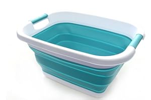 SAMMART 25L Panier à Linge Pliable/Baignoire - Conteneur/Organisateur de Rangement Pliable - Bac à Linge Portable - Bac de Rangement pour Coffre de Voiture (Bleu Vif) 25L