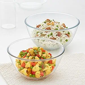 Borosil IH22MB12021 Glass Mixing Bowl Set, 2-Pieces, Transparent