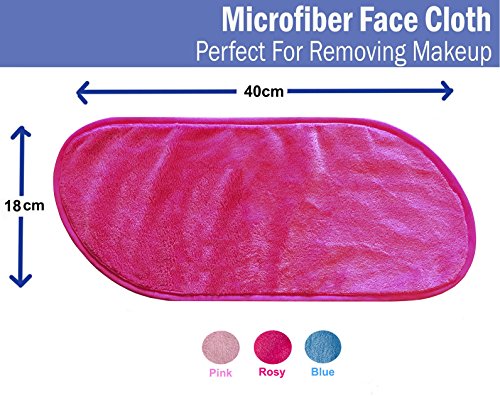 Make-up Entferner Tuch 3 Pack – Chemical Free – Bewegen Sie Make-up sofort nur mit Wasser – Wiederverwendbare Gesichtsreinigung Handtuch – Geld-zurück-Garantie (1Pink+1Blue+1Rosy) - 2