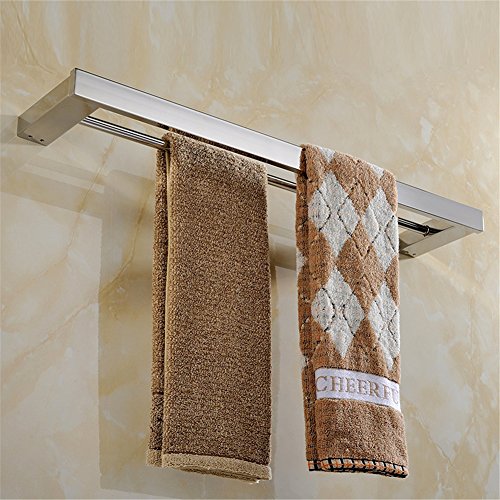 Aothpher-304 SUS Edelstahl Handtuchhalter, verchromt, Doppelschicht, Wandmontiertes Badezimmer Handtuchhalter & -stangen, 60*12*3 cm - 2