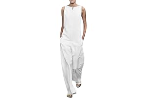 GHRIXMZC Damen Sommer Casual Jumpsuit Overall Lang Ärmellos Hosenanzug mit Blumenmuster Aufdruck One Piece Romper Playsuit mit Tasche