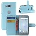 Produktbild JARNING Sony Xperia XZ2 Compact H8324 H8314/ Sony PF32 Hülle Leder Schutzhülle Schlanke Prämie PU Leder Wallet Flip Case Tasche Stoßsichere Lederhülle Brieftasche Case mit Magnetverschluss Kartenfach und Standfunktion -Blau