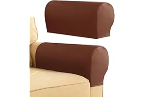 Chaexii Soft PU Leather Armrest Cover, Scratch Resistant Arm Caps, Waterproof Furniture Armrest Protector for Armchair Couch Recliner, Pack of 2 (Orange)