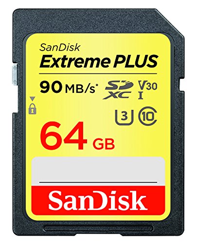 SanDisk Extreme PLUS 64 GB SDXC Speicherkarte bis zu 90 MB/Sek, Class 10, U3, V30