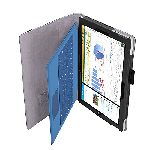 Tasche für Microsoft Surface 3 mit praktischer Stand Funktion aus robustem Kunstleder kombiniert Schutz und Design für Ihr Microsoft Surface 3 Hülle Cover Case Schwarz von UC Express® - 6