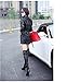 Smile YKK Women Lapel Belt Faux Leather Locomotive Jacket Dust Coat Trench Coat Black M
