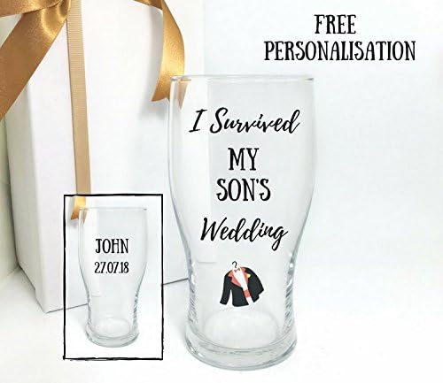 Personalised father of the groom pint glass, father of the groom gifts, 1 x pint glass with option to personalised and change wording FREE of charge.