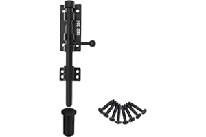 FITHACE Schiebebolzen Torriegel Verdickter Schwerlast Türriegel Verschluss 304 Edelstahl Bolzenriegel Schwarz Massiver Torverschluss Türverriegelungen mit Schrauben und Staubschutzbehälter