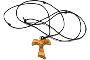 GTBITALY 10.442.90 Lac Collar Cruz Tau 2,5 cm San Francisco Asís Madera de olivo Paz Comunión 3 Nudos