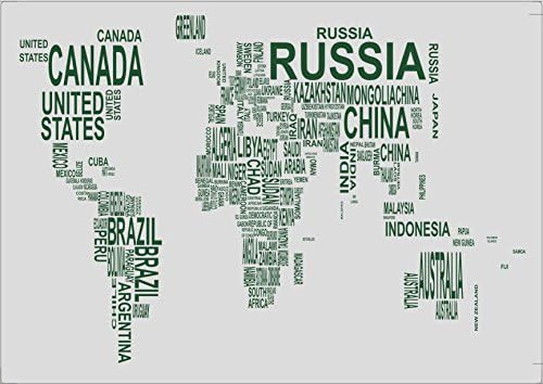 100 Goods Silicone Words of World Map All-weather Placemat, 11.4 x 16.1 x 0.03, Set of 2 Transparent White
