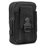 CONVENIENCIA Y SEGURIDAD - Hebilla en la parte delantera para proteger a los móviles de caer; Dos cremalleras firmes para evitar que las materias se deslicen; Las correas ajustables caben para las correas de diferente tamaño y dejan sus manos libres.