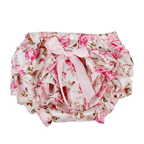 WINOMO Baby Girl Pink Floral Bowknot Ruffle Pants Bloomers Diaper Cover - Size S