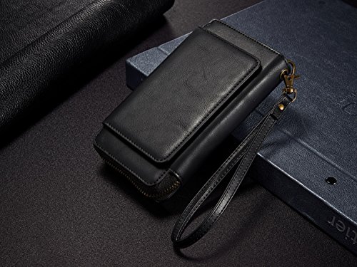 Galaxy S7 Edge Hülle, Lively Life PU Leder Wallet Hülle Multifunktions Reißverschluss Schutzhülle Flip Case Cover mit Kartenfächer Card Slot Geldbörse Geldbeutel Schutz Tasche für Samsung Galaxy S7 Edge- Schwarz - 3