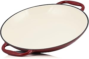 Mahlzeit Padella per Paella Ø 35 cm Dark Cherry in Ghisa con Due Manici per Grill a Prova di Forno