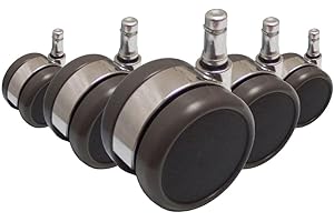 hjh OFFICE 5 x designerskie kółka 11 mm / 65 mm rolki do krzeseł biurowych do twardych podłóg chrom (opakowanie 5 sztuk)