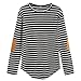 Produktbild Manadlian Mode Damen Frauen Casual Lose Patchwork Langarm Streifen O Neck Tops Bluse T-Shirt in 4 Farben Lange Ärmel Bluse (M, Schwarz)