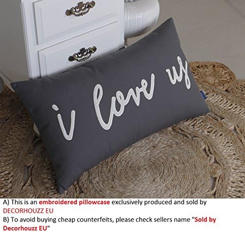 DecorHouzz EU I Love us Pillowcase Cushion cover Appliqued Pillow Cover Standard Decorative Throw Pillowcase Couple Pillowcase Wedding Anniversary Gift (35CMX60CM, Grey)