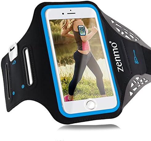 zenmo Sports Running iPhone 7 Plus Armband, Sports Armband with Key & Earphone Holder and Reflective Band: 5.5 Inch Case for iPhone 7/6/ 6S Plus and Samsung Galaxy S6/ S7/ S8 (Black)