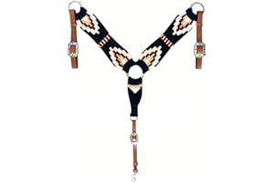 LEATHERRIDE Western-Mohair-Pferdebrusthalsband, Premium-Wolle und Leder, handgefertigt, bequem, Reithalfter für Pferde, freie Größe, Schwarz