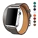 Produktbild WAfeel Apple Watch Armbänder 38mm Doppel-Tour-Kombination Echtes Lederband Wiedereinbau Uhrenarmbänder mit Metallschließe für Apple Watch Series 3 2 1 (Grau)