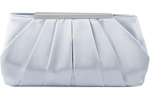 Jywmsc Borsa da sera in raso da donna Elegante pochette da sera plissettata in raso per donna Borsa da sposa in argento