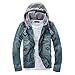 Produktbild Kapuzenpullover Herren,Herren Herbst Winter Denim Langarm Abnehmbare Hoodie Jacke Mantel Top Bluse,Binggong Herren Mantel