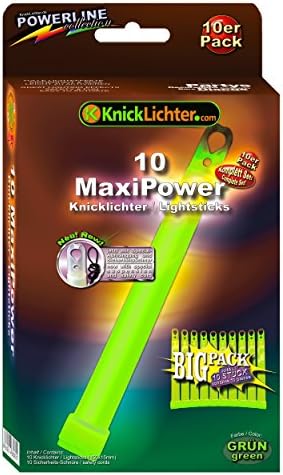 10 x 6" Glow Sticks GREEN. MAXXX Power! "Military Quality"! PREMIUM-Class! Factory-Fresh! Thick Light Sticks 150mm height! Neon bright Power! Latest Generation!