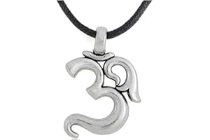 AB India Crafts Ciondolo simbolo Mantra Om Aum zinco con collare di cera (variabile) e sacchetto per gioielli | India spiritualità Yoga, Cotone