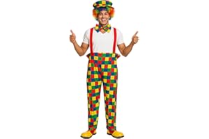 FNA Fashions® Adult Rainbow Clown Circus Costume Boys Hen Do Night Party Fancy Dress Outfit (Clown Costume, One Size)