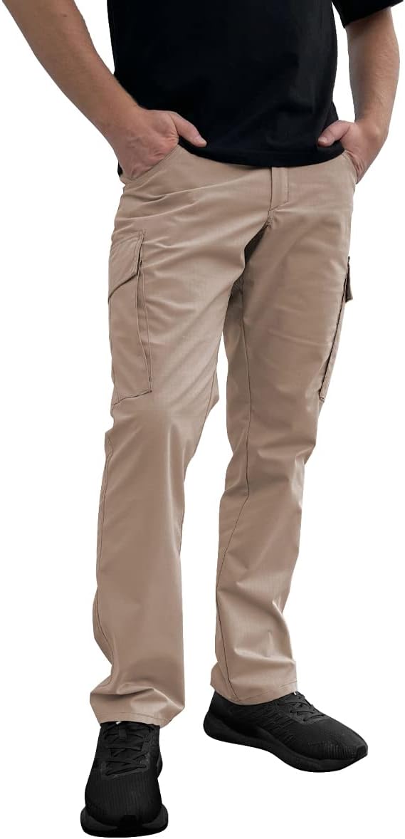 strongAnt Pantalones de Trabajo de Carga elástica con Rodilleras, Bolsillos y Cremallera para Hombre