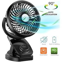 COMLIFE Ventilateur De Batterie à Pile,Ventilateur USB d'Oscillation Avec 4400mAH Batterie Rechargeable,Mini Ventilateur Portatif