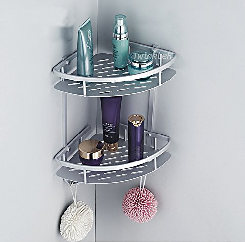 Eckregal für Dusche und Badezimmer, zweistöckig, Aluminiumlegierung, Shampooregal, Duschregal - 2