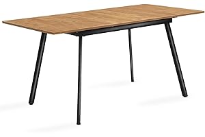 ‎B&D HOME B&D home Esstisch SVANTJE | ausziehbar 120-160x80 cm 4-6 Personen Küchentisch Holztisch mit Metallgestell für Esszimmer, Küche | skandinavisch modern Design | Wildeiche Optik, 11201-EIWL