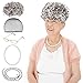 Produktbild Beelittle Old Lady Kostüm Großmutter Cosplay Zubehör Set - Oma Perücke Perücke Kappe Brille Brillen Ketten Armband Perlenkette - 5 Stück
