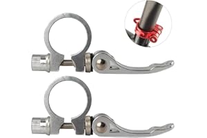 DAZISEN Bicycle Seat Tube Clip - Aluminium Alloy Ultralight Quick Release Road Bike Seatpost Seat Post Clamp 31.8mm Silver,2*Silver,31.8mm