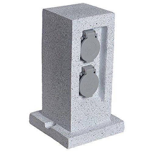 Preisvergleich Produktbild IBV Energiestation granitoptik IP 44 Energiesäule Gartensteckdose 4 Steckdosen