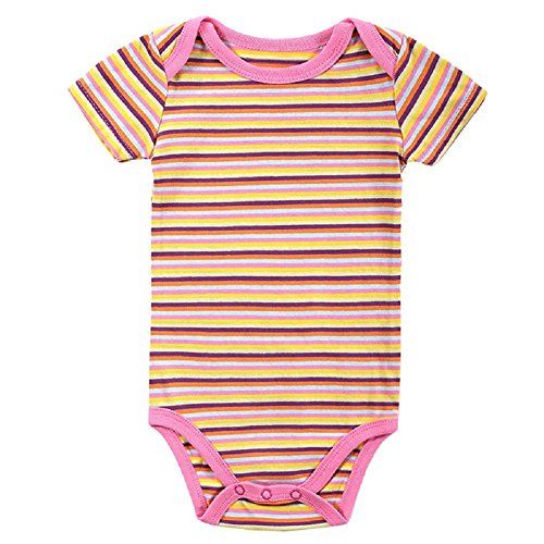 JIAJIA Cute Baby Toddler Girls Stripe Cotton Short Sleeve Bodysuit 3-6 Months