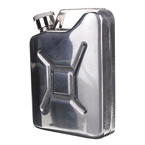 5 oz Flagon – SODIAL(R)5 oz Edelstahl Flachmann Taschenflachmann Whisky Taschenflasche + Trichter Silber - 2