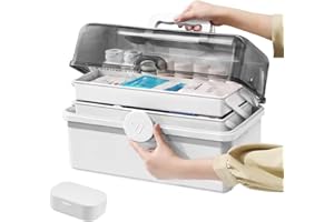 LPAMABA Hausapotheke Box Medikamenten Aufbewahrung Mittle Medizinbox Medizinkoffer Erste Hilfe Koffer Medikamentenbox Multifunktions Aufbewahrungsbox Apothekenbox mit Tragegriff, 29x16x15.7cm