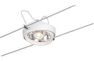 ‎PAULMANN Paulmann 94201 LED Seilsystem Einzelspot Powerline II Seillampe Seil-Leuchte Spot 2700K 1x8W G53 Weiß 230/12V 80VA Deckenlampe inkl. Leuchtmittel