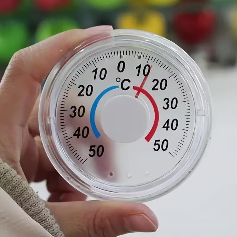 Indoor Outdoor Thermometer Hygrometer, High Accuracy Temperature and Humidity Meter with °C Scale, -50°C to 50°C, Wall Mount Monitor for Home, Greenhouse, Garden and Room （Round）