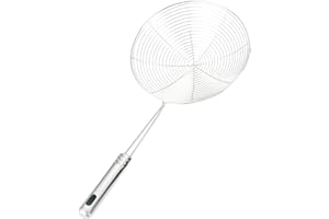 JLOBNYIUN Louche passoire, écumoire d'araignée, louche en fil d'acier inoxydable, gadgets de cuisine à suspendre avec long manche, grande passoire de cuisine, casserole chaude portable filtrant l'huile pour