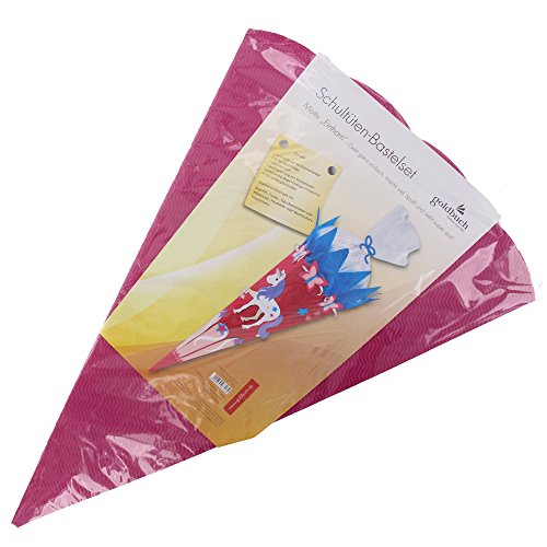 Goldbuch, Schultüten-Bastelset, 3D-Wellpappe, 70 cm, Inkl. 2 Krepp-Rollen + 1 Chenilledraht, Einhorn, 97706 - 6