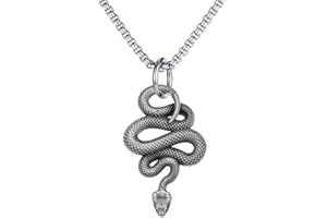Liitata Snake Necklace Animal Snake Pendant Chain Necklaces Gothic Rock Punk Chain Necklace for Women Men - Silver